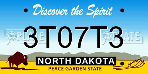 3T07T3 North Dakota License Plate