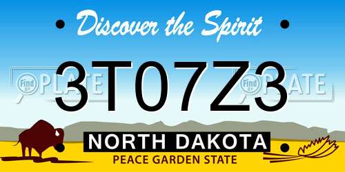 3T07Z3 North Dakota License Plate