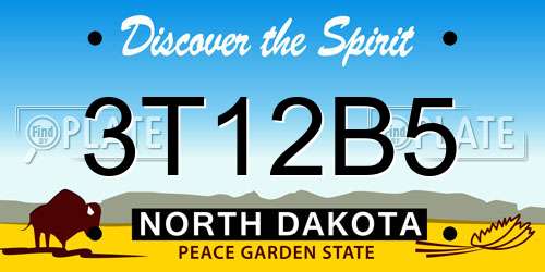 3T12B5 North Dakota License Plate
