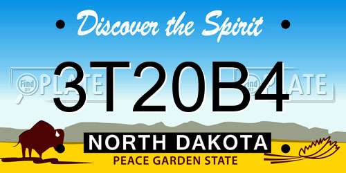 3T20B4 North Dakota License Plate