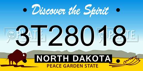 3T28018 North Dakota License Plate