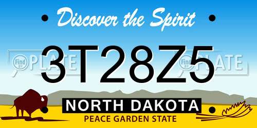 3T28Z5 North Dakota License Plate