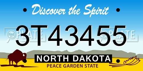 3T43455 North Dakota License Plate