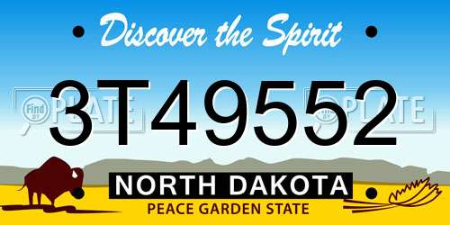 3T49552 North Dakota License Plate