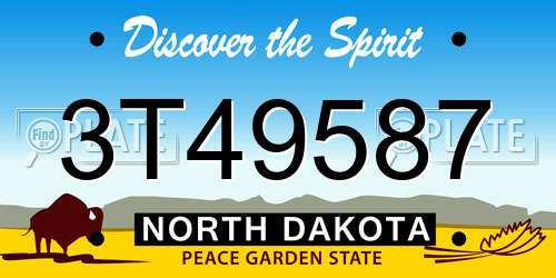 3T49587 North Dakota License Plate