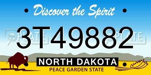 3T49882 North Dakota License Plate