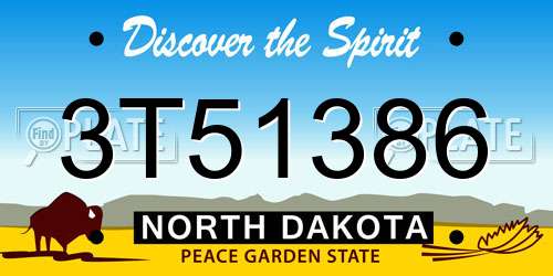 3T51386 North Dakota License Plate