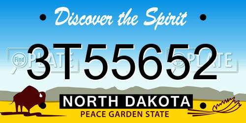 3T55652 North Dakota License Plate