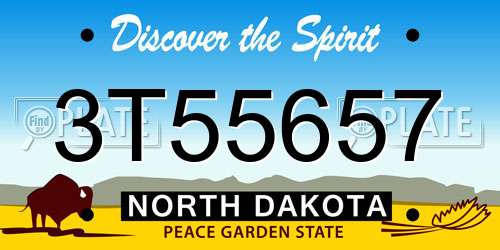 3T55657 North Dakota License Plate