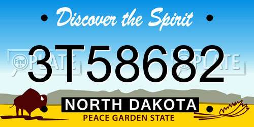 3T58682 North Dakota License Plate