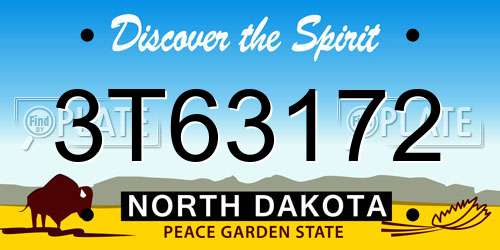 3T63172 North Dakota License Plate