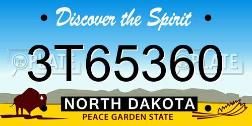 3T65360 North Dakota License Plate