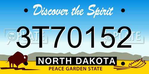 3T70152 North Dakota License Plate