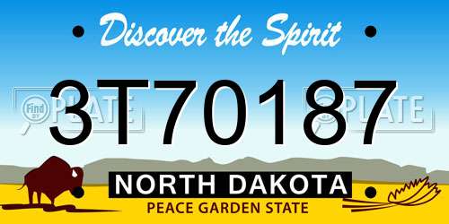3T70187 North Dakota License Plate