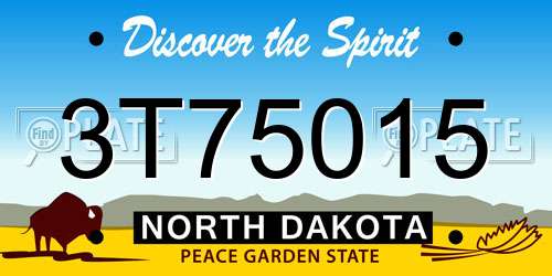 3T75015 North Dakota License Plate