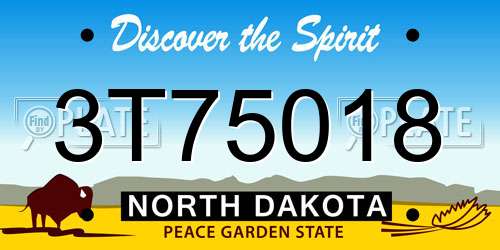 3T75018 North Dakota License Plate