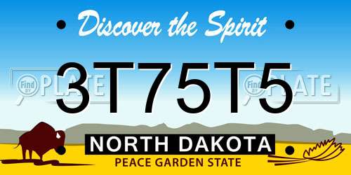 3T75T5 North Dakota License Plate