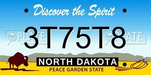 3T75T8 North Dakota License Plate