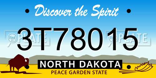 3T78015 North Dakota License Plate