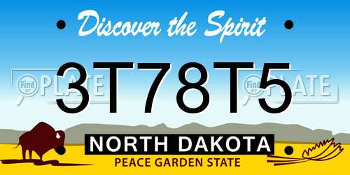 3T78T5 North Dakota License Plate