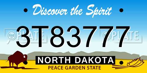 3T83777 North Dakota License Plate
