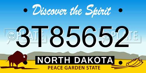 3T85652 North Dakota License Plate