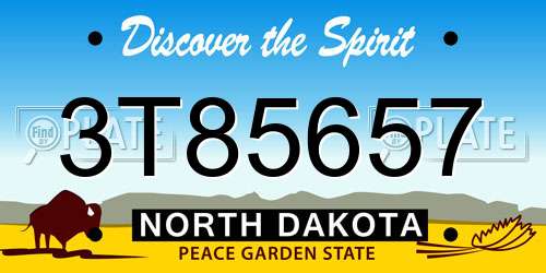 3T85657 North Dakota License Plate