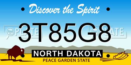 3T85G8 North Dakota License Plate