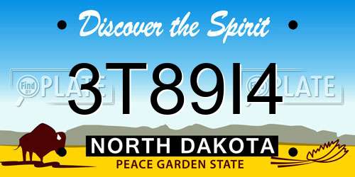 3T89I4 North Dakota License Plate
