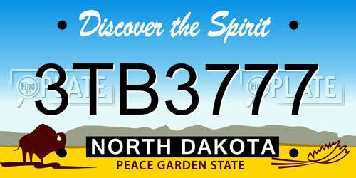 3TB3777 North Dakota License Plate