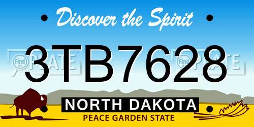 3TB7628 North Dakota License Plate