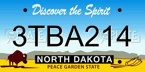 3TBA214 North Dakota License Plate