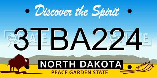 3TBA224 North Dakota License Plate
