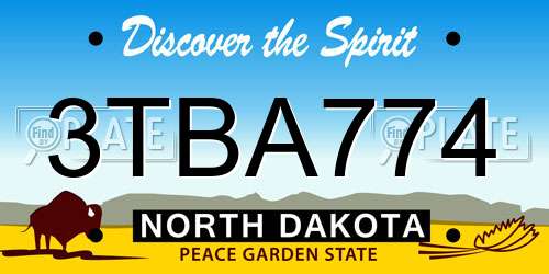 3TBA774 North Dakota License Plate