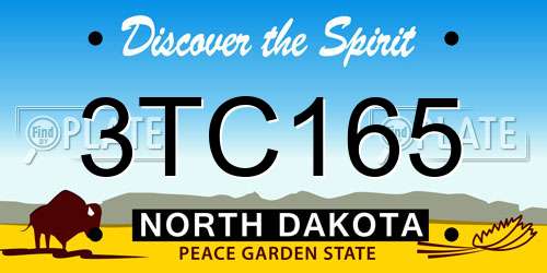 3TC165 North Dakota License Plate
