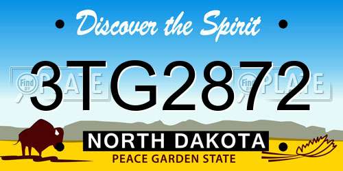 3TG2872 North Dakota License Plate
