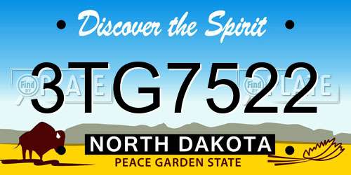 3TG7522 North Dakota License Plate