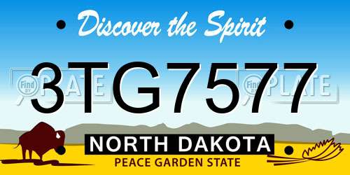 3TG7577 North Dakota License Plate