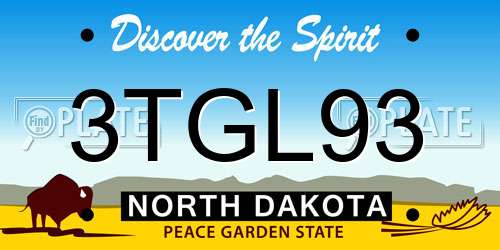 3TGL93 North Dakota License Plate