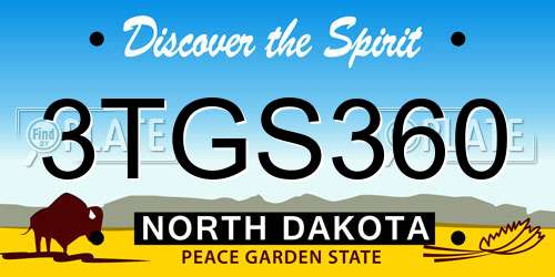 3TGS360 North Dakota License Plate