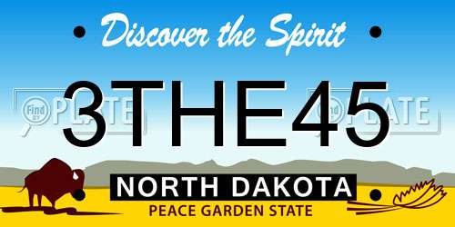 3THE45 North Dakota License Plate