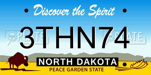 3THN74 North Dakota License Plate