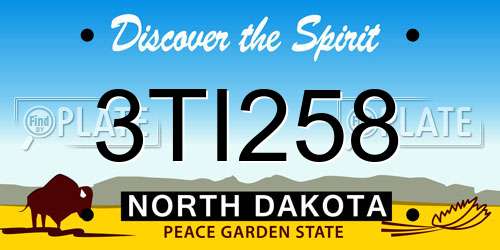 3TI258 North Dakota License Plate