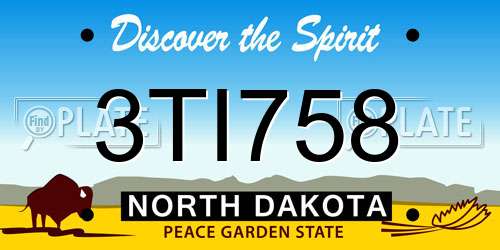 3TI758 North Dakota License Plate