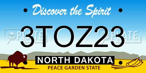 3TOZ23 North Dakota License Plate