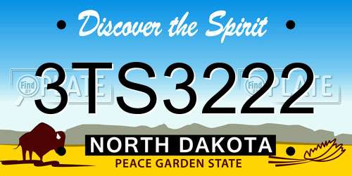 3TS3222 North Dakota License Plate