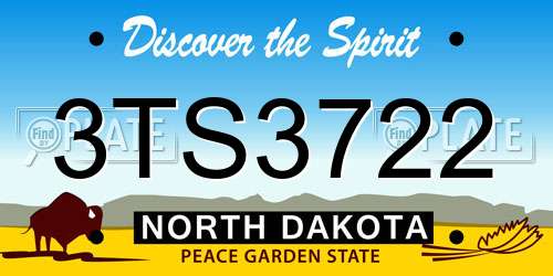 3TS3722 North Dakota License Plate