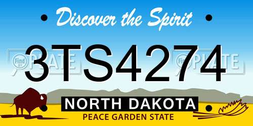 3TS4274 North Dakota License Plate