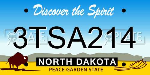 3TSA214 North Dakota License Plate