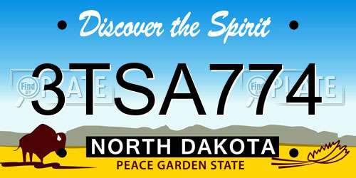 3TSA774 North Dakota License Plate